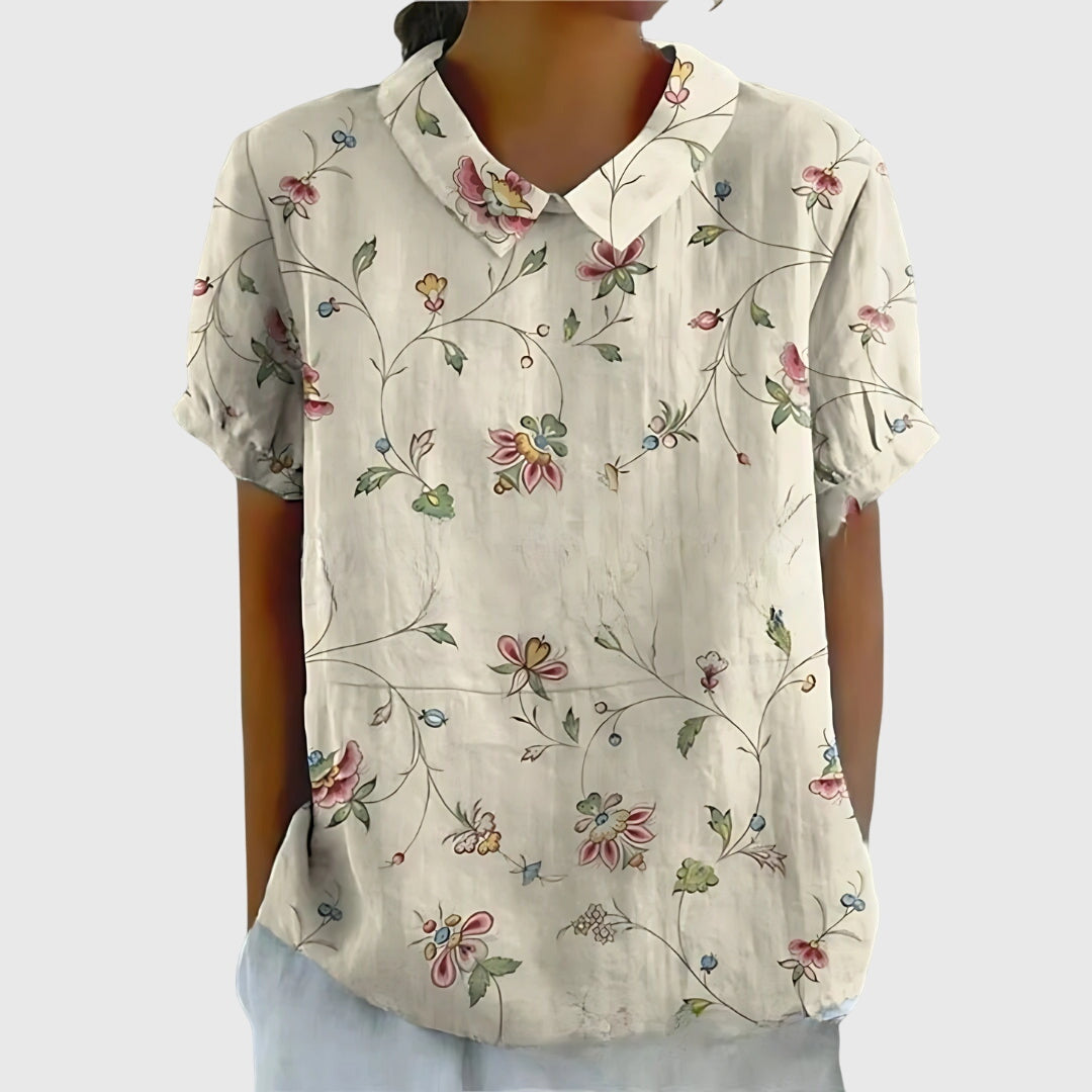 Stella | Womens Floral Collar Short Sleeve Blouse