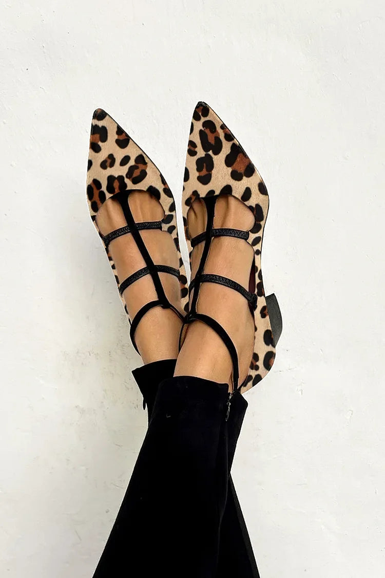 Women's Leopard Print Strap High Heels - Fashinoza