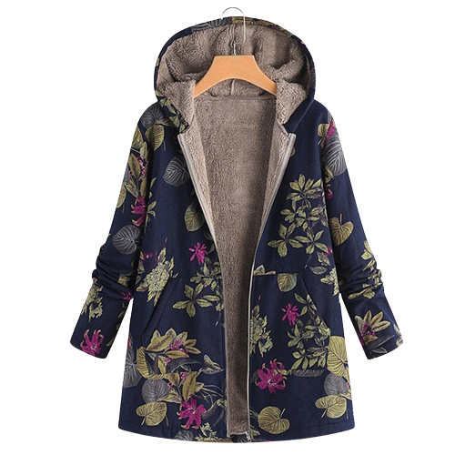 Women's Floral Hooded Long Coat