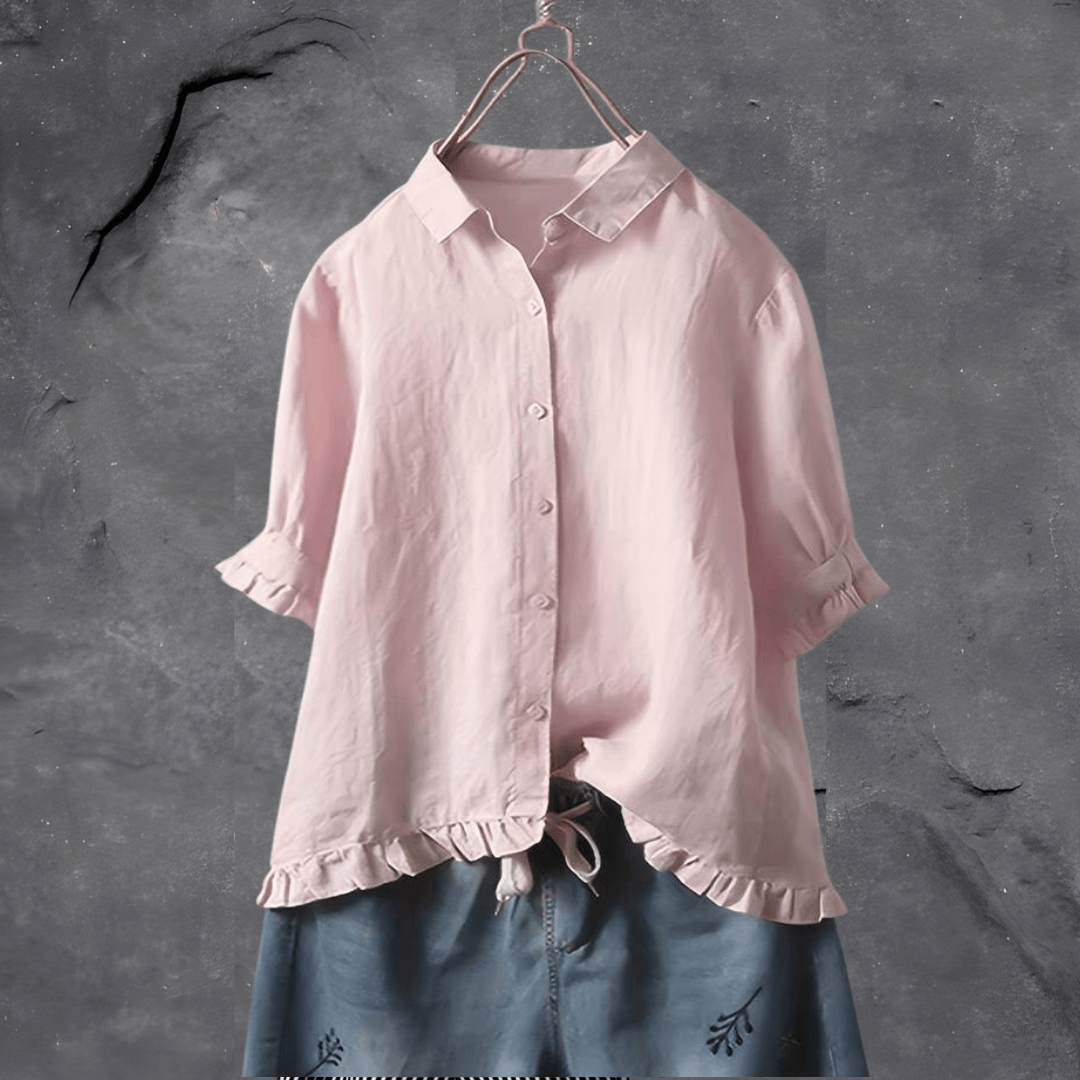 Women's Loose Fit Button Down Blouse