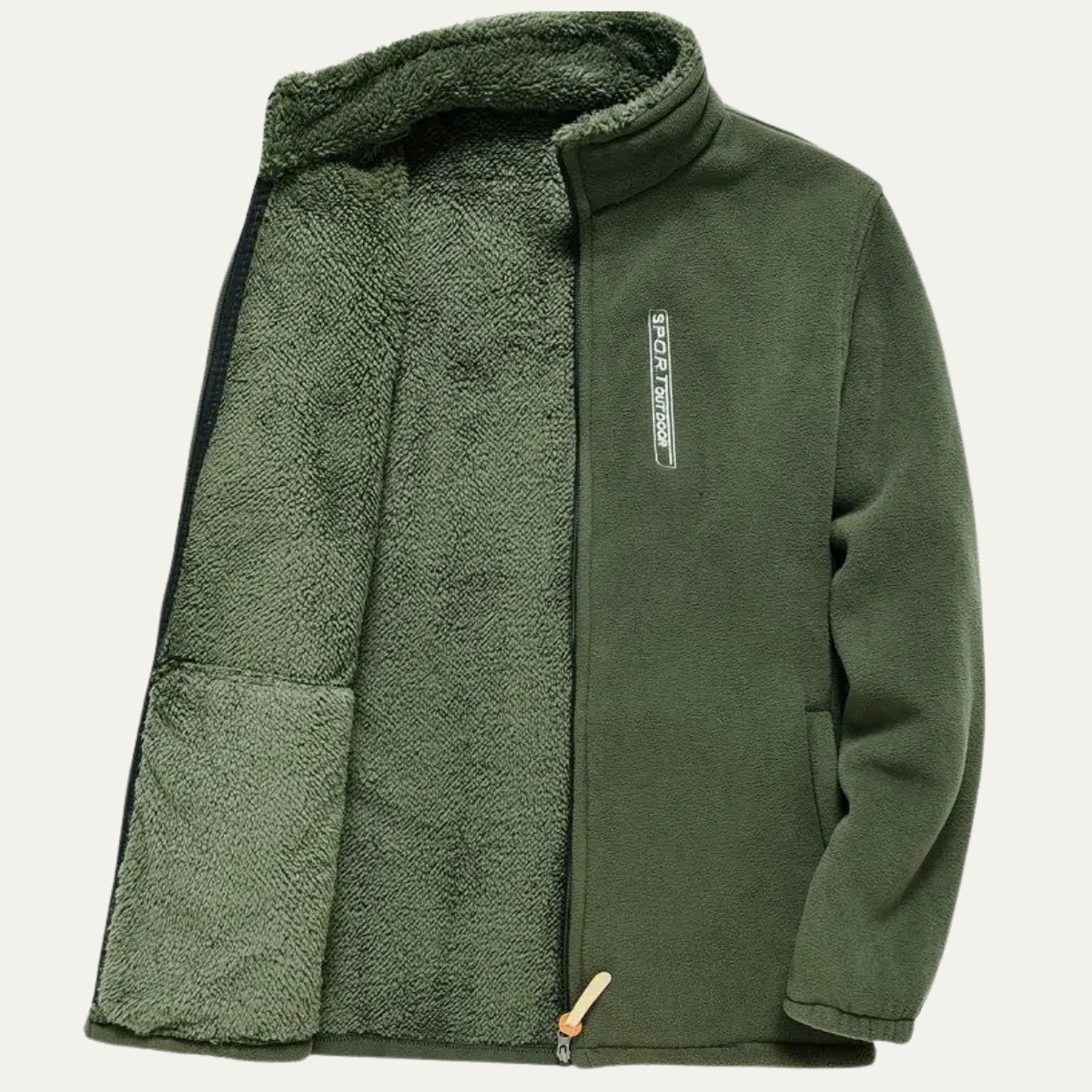 Men's Fleece Zip Up Jacket Stand Collar Winter
