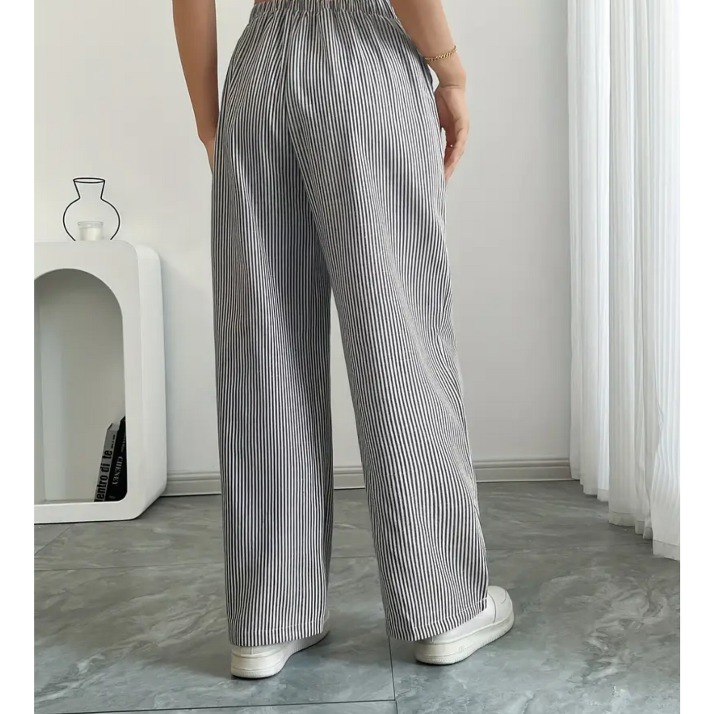 Women's Striped Pants With Pockets