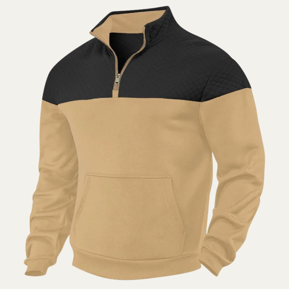Men's Quilted Half Zip Sweater Color Block Navy Blue
