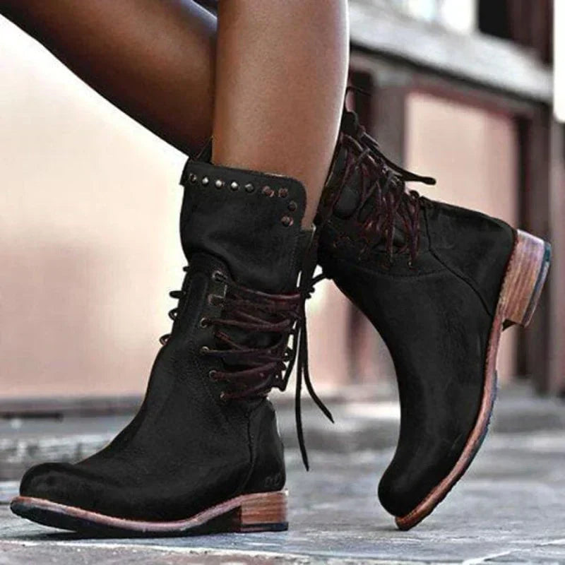 Women's Lace Up Ankle Boots Low Heel