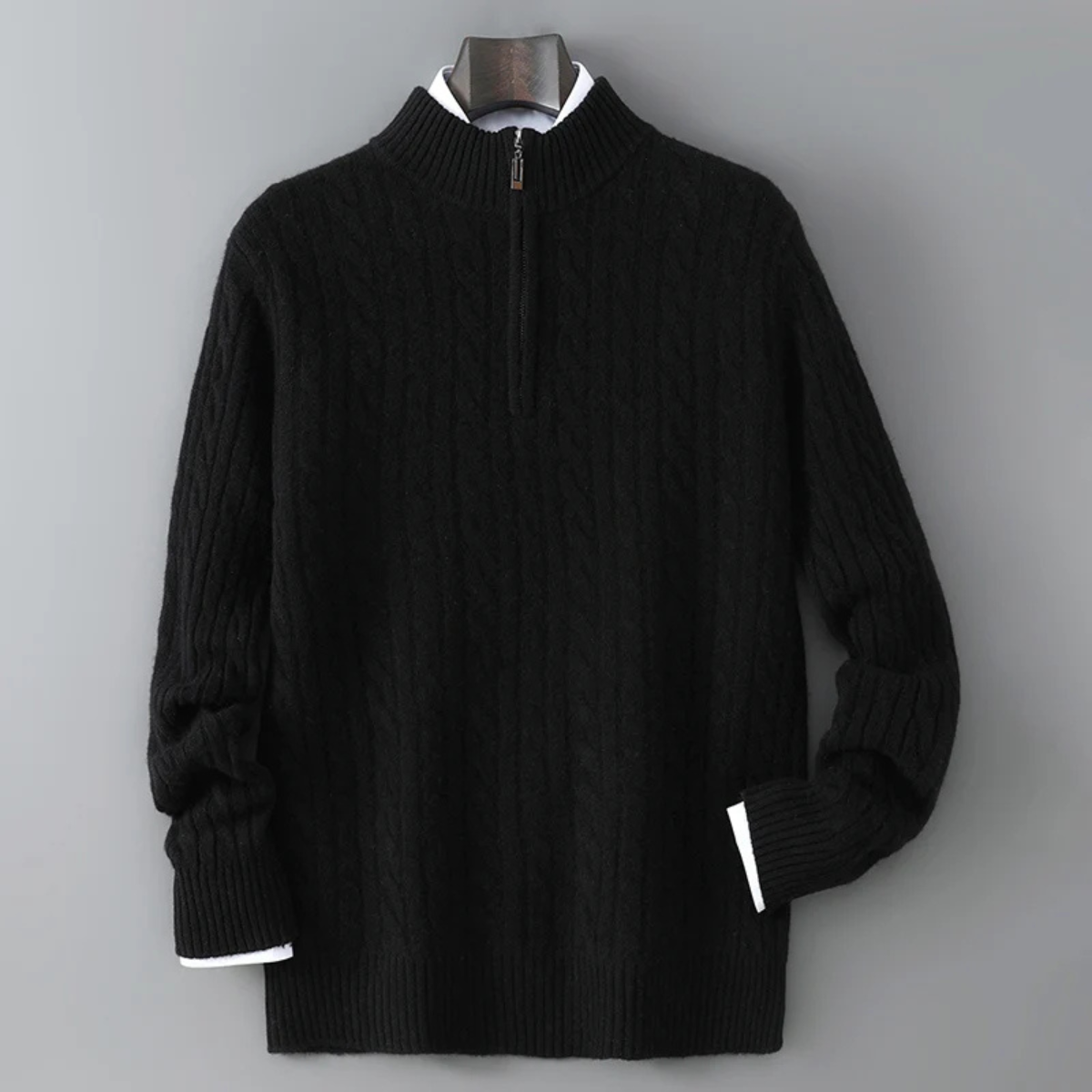Men's Mock Neck Half Zip Sweater Warm Knit Winter