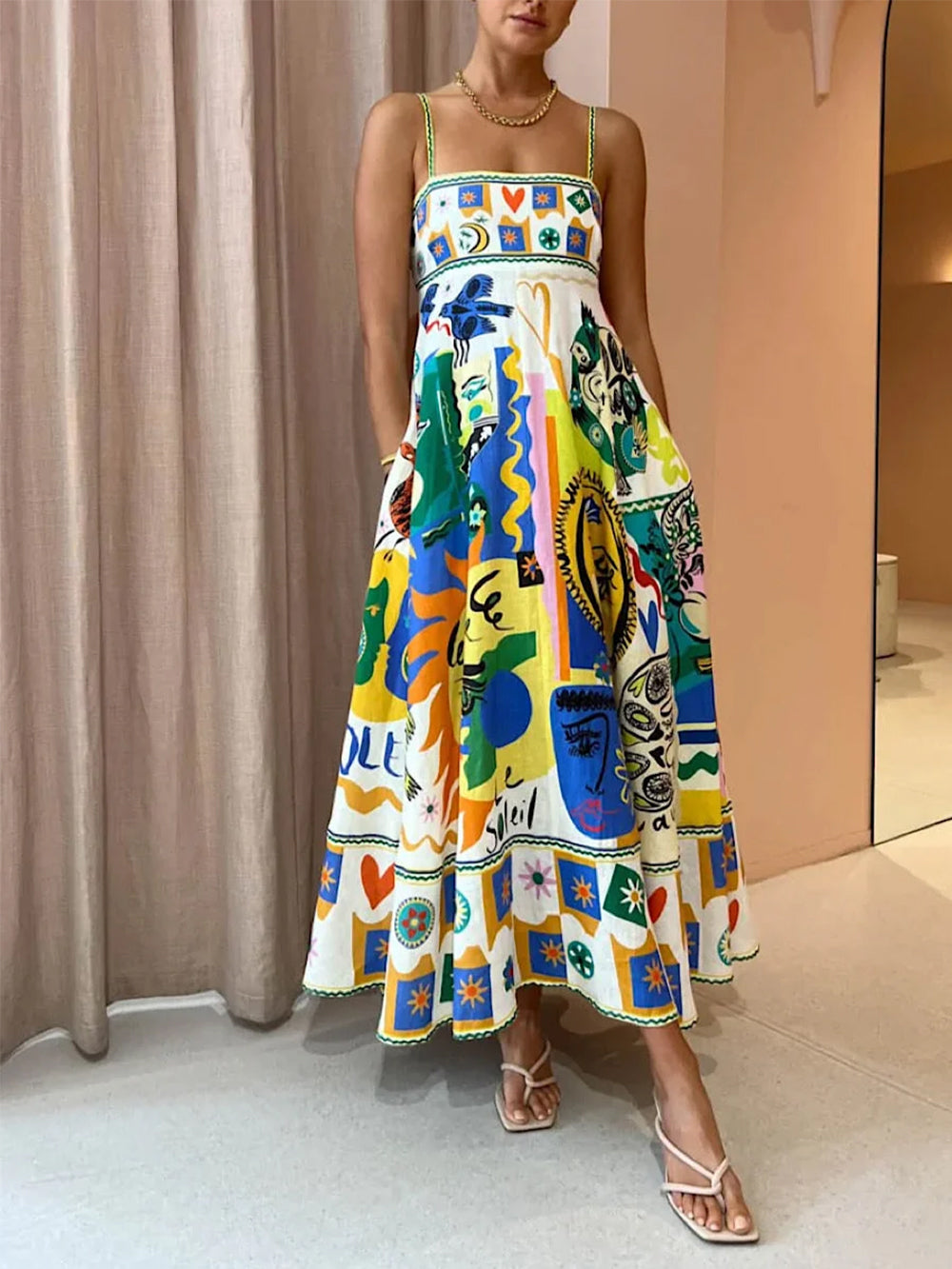 Women's Geometric Print Slip Dress