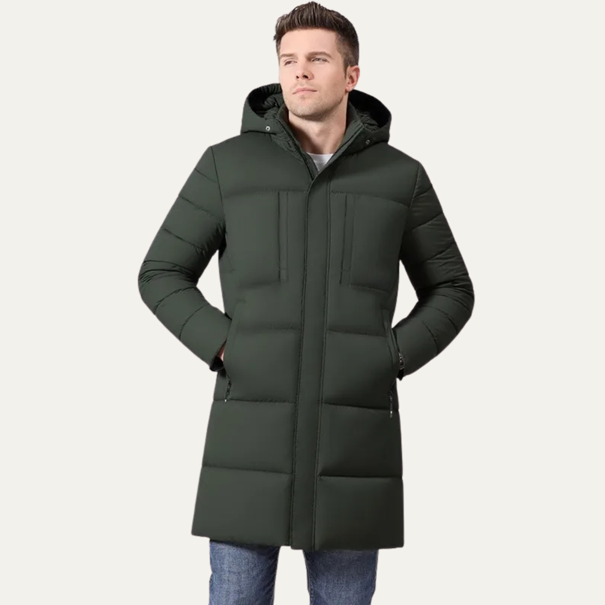 Men's Long Winter Cotton Parka Coat Windproof