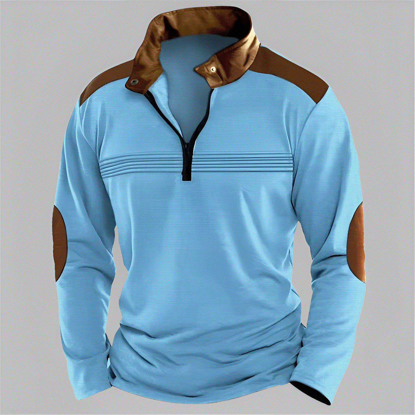 Contrast-Detail Half-Zip Pullover