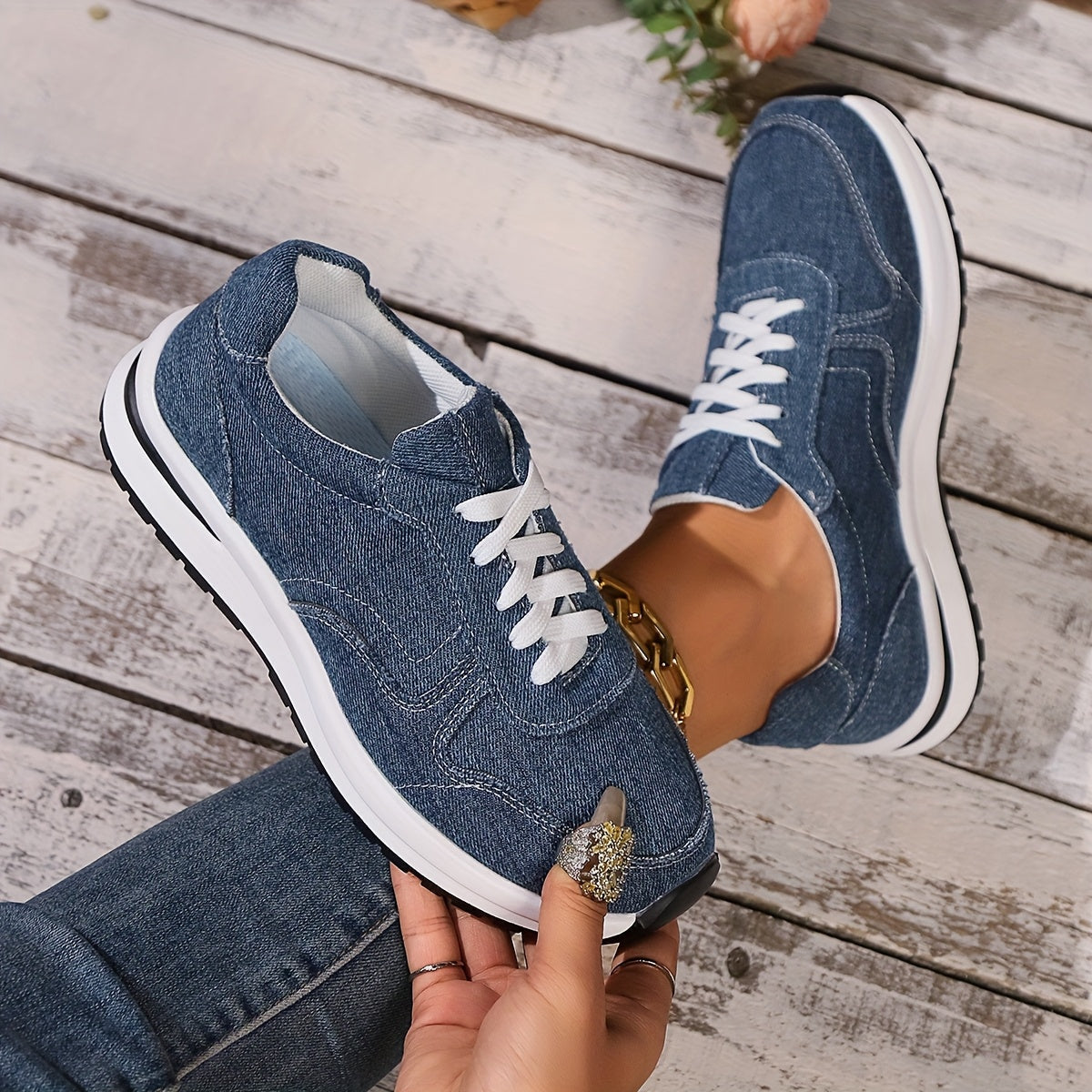 Women's Orthopedic Sneakers Denim Blue