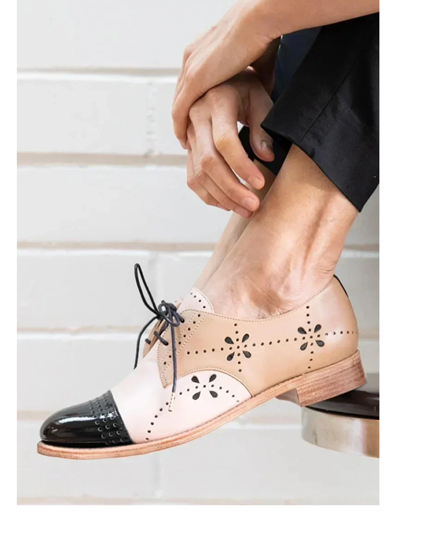 Women's Lace Up Loafers Two-Tone - Fashinoza