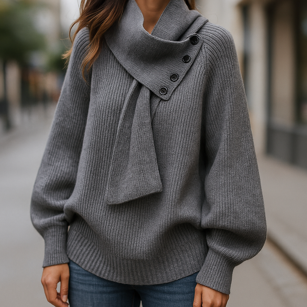 Women's Cozy Sweater Scarf Neck Design