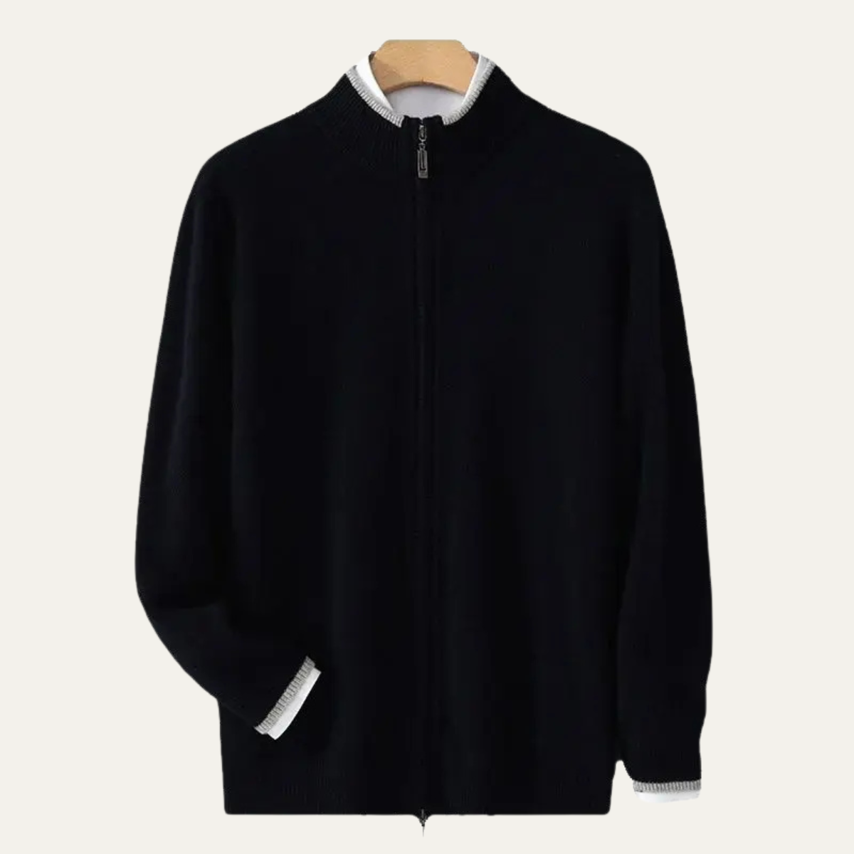 Men's Wool Cardigan Soft Warm Zip Up Knit