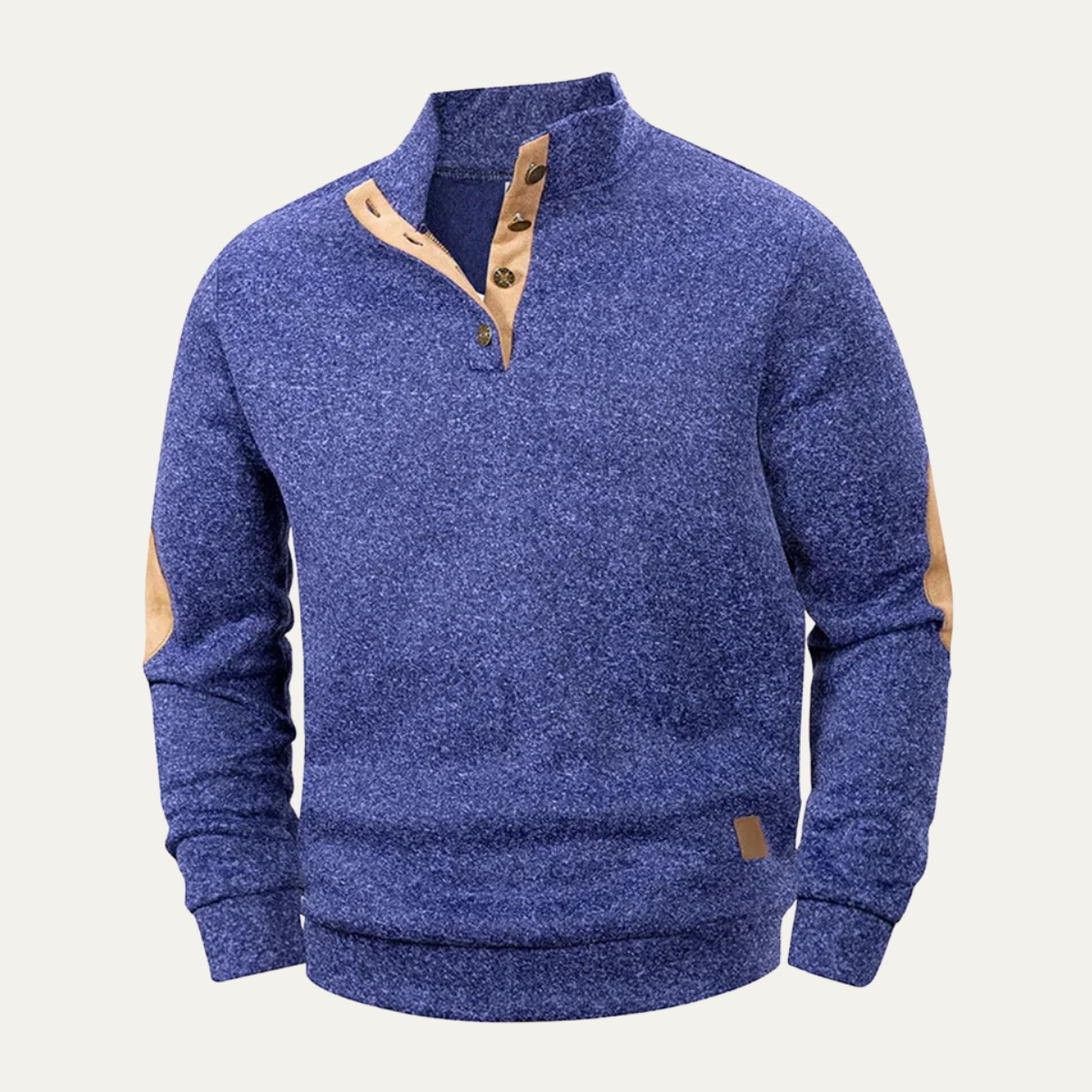 Men's Fleece Sweater Elbow Patches Stand Collar