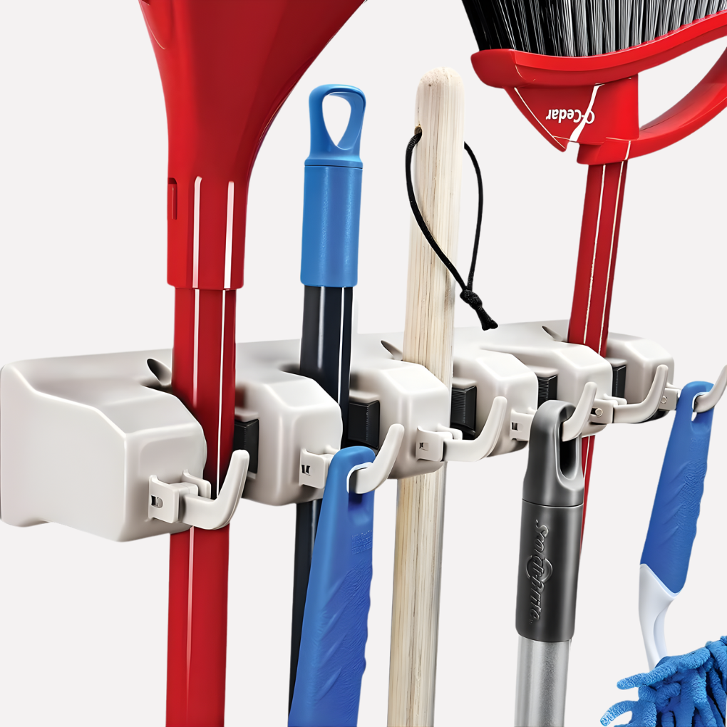 Wall Mount Broom Holder Storage Organizer