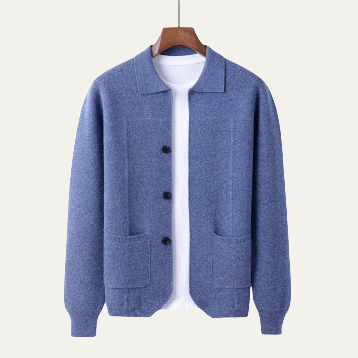 Marlow Men's Classic Cardigan Knit Layered Grey