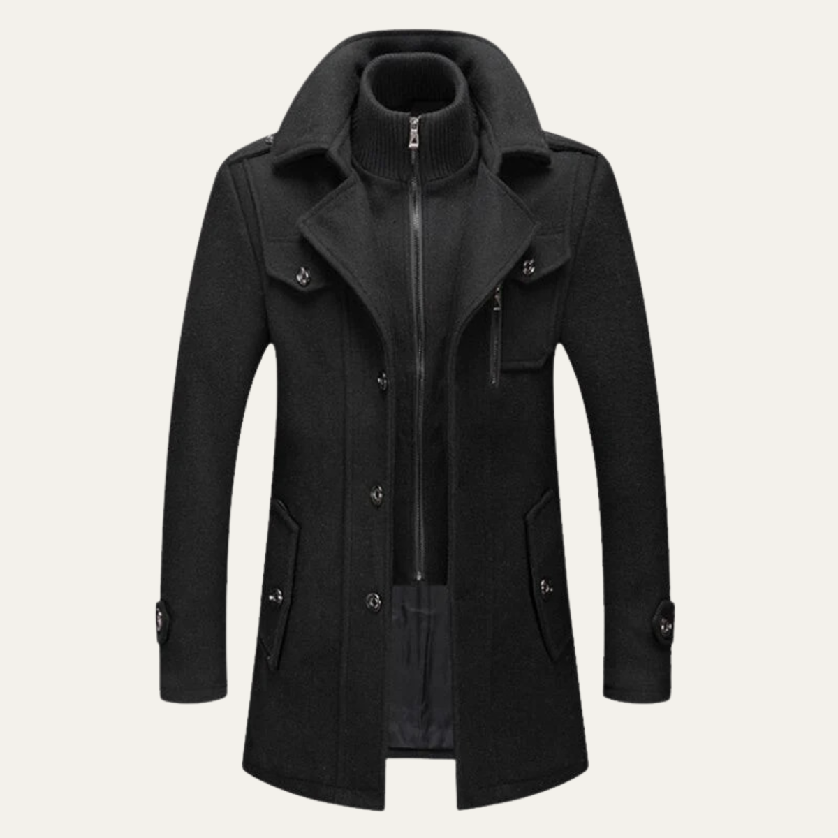 Men's Smart Trench Coat Stand Collar Wool