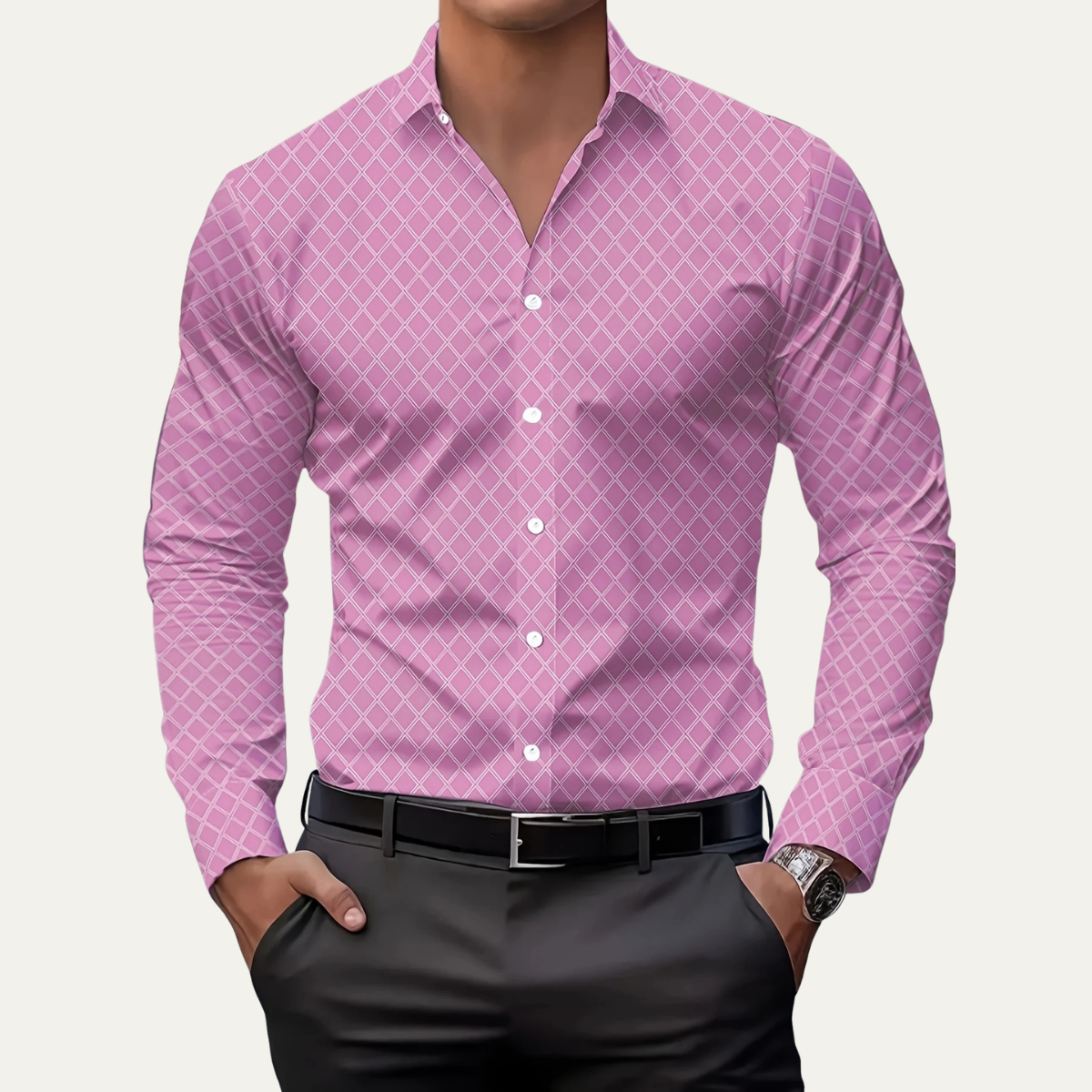 Merano Men's Geometric Print Button Down Shirt
