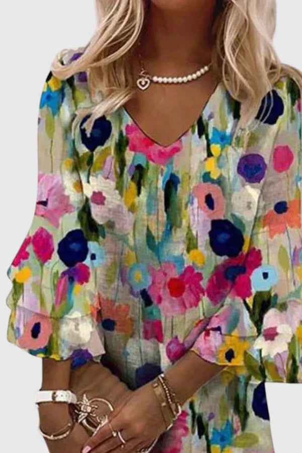 Hannah | Womens Floral V Neck Mini Dress