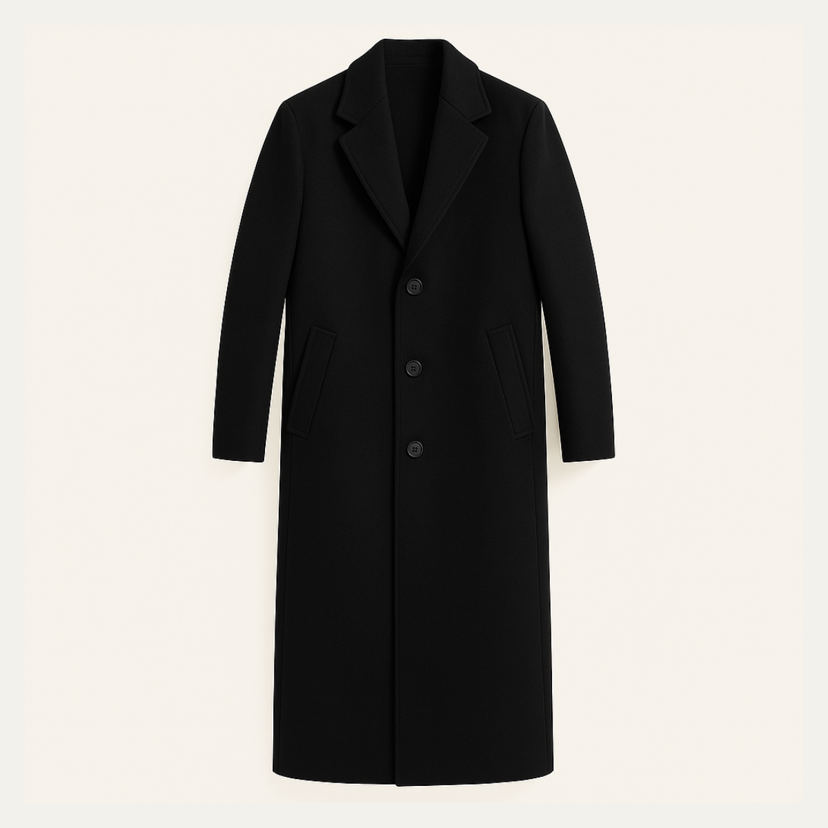 Men's Wool Single Breasted Coat Black - Fashinoza