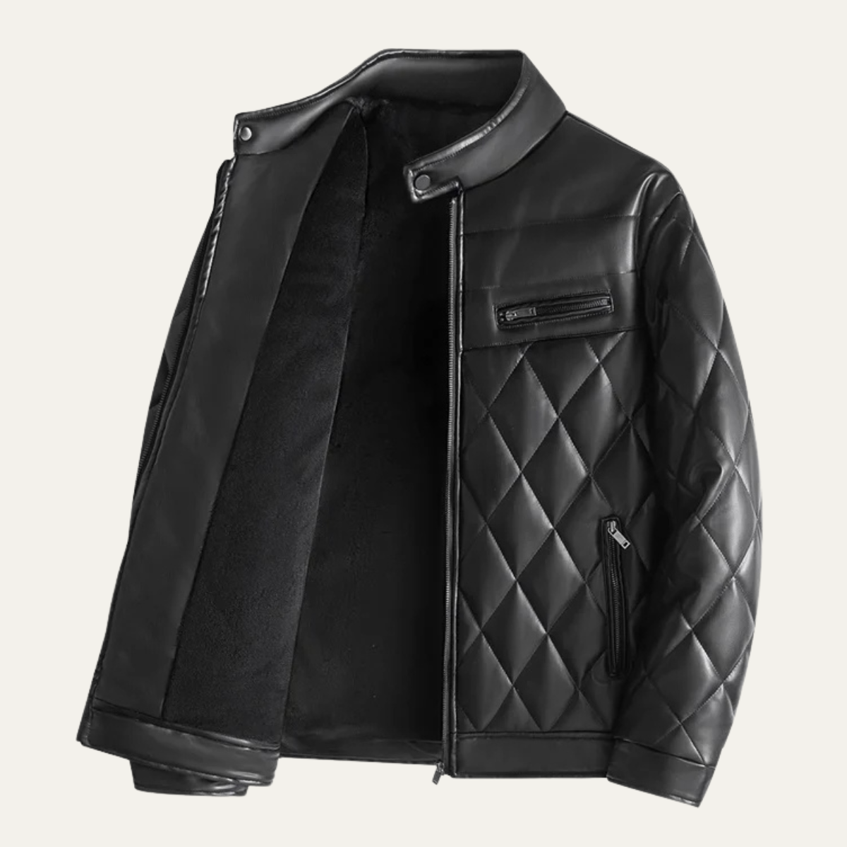 Hampton Men's Leather Biker Jacket Quilted