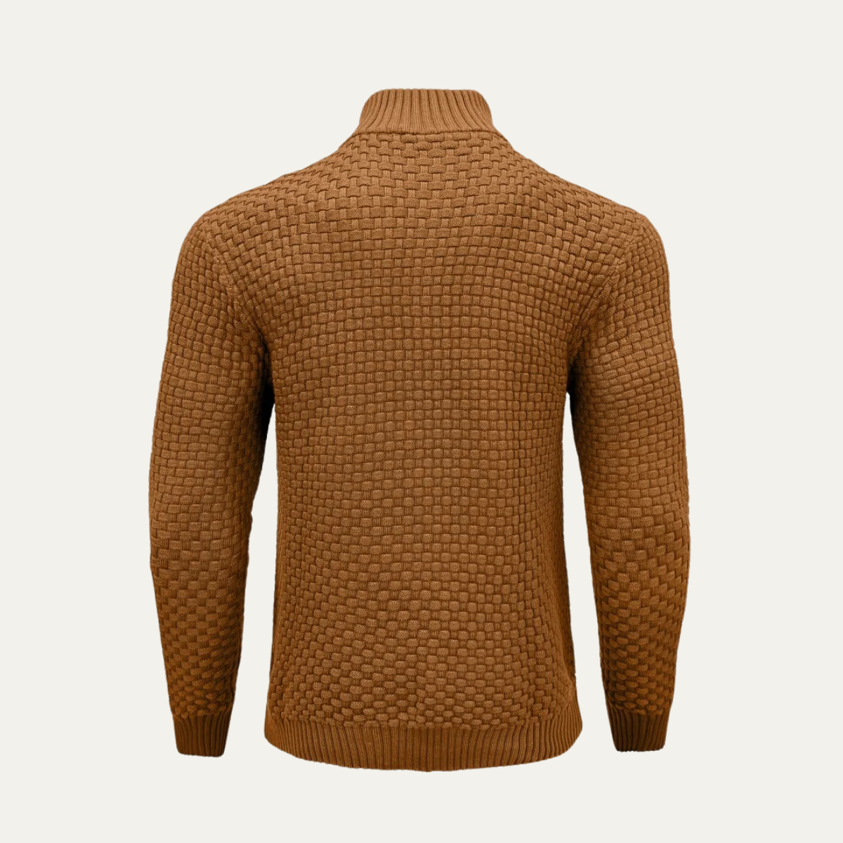 Men's Half Zip Knit Sweater Wool Winter Beige