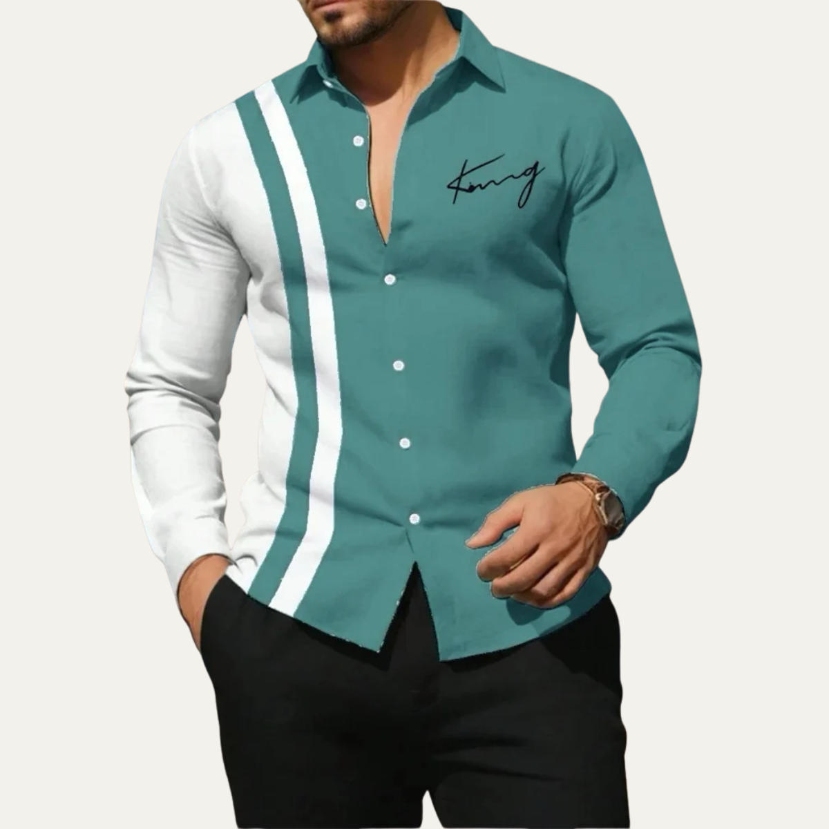 Men's Striped Dress Shirt Lightweight Color Block