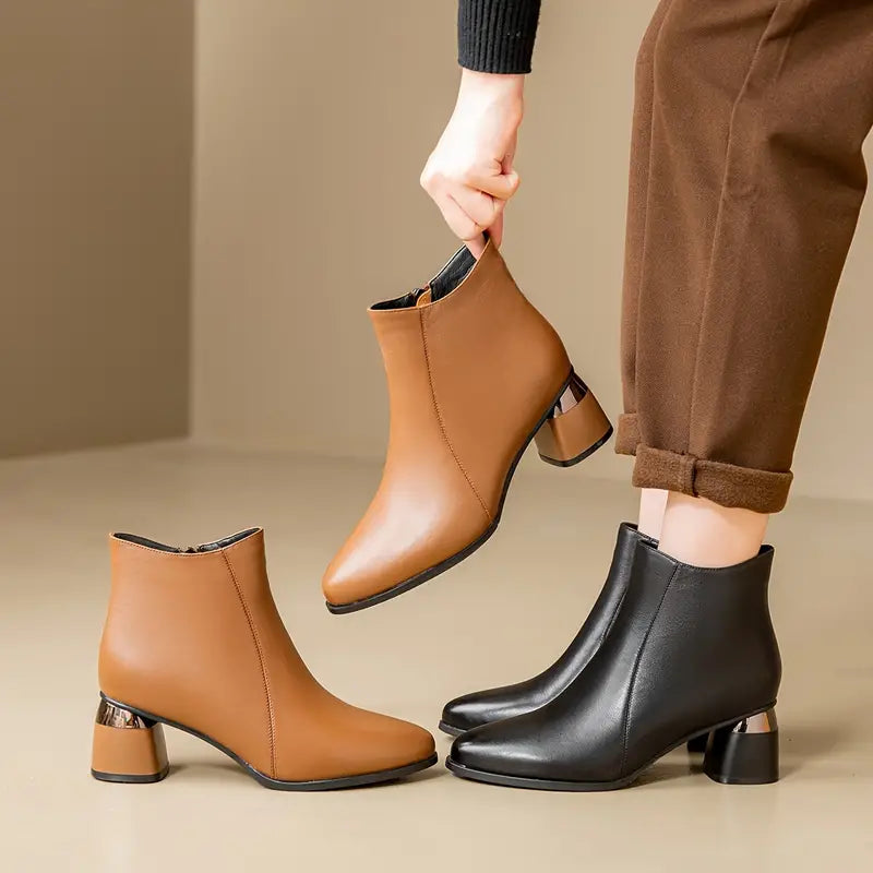 Women's Ankle Boots Block Heel Rounded Toe