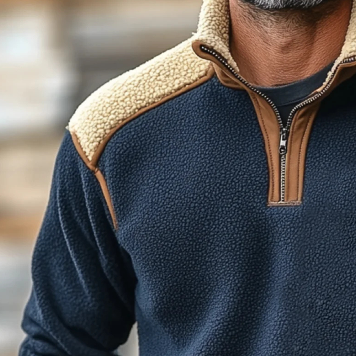 Men's Colorblock Half Zip Fleece Sweater