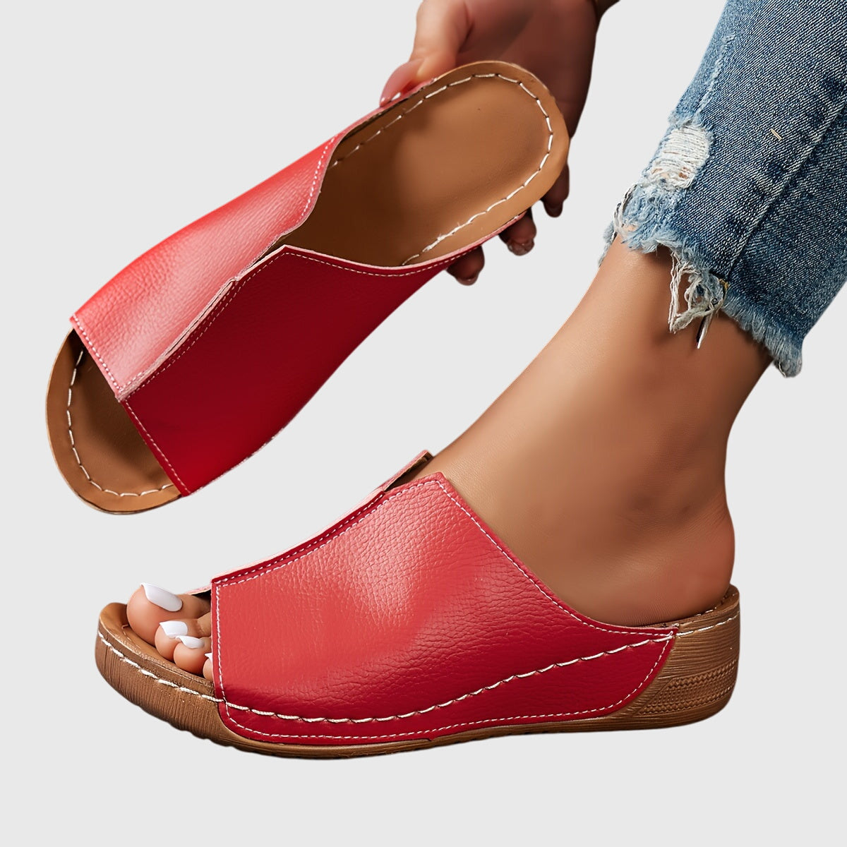 Women’s Open Toe Wedge Sandals Slip On