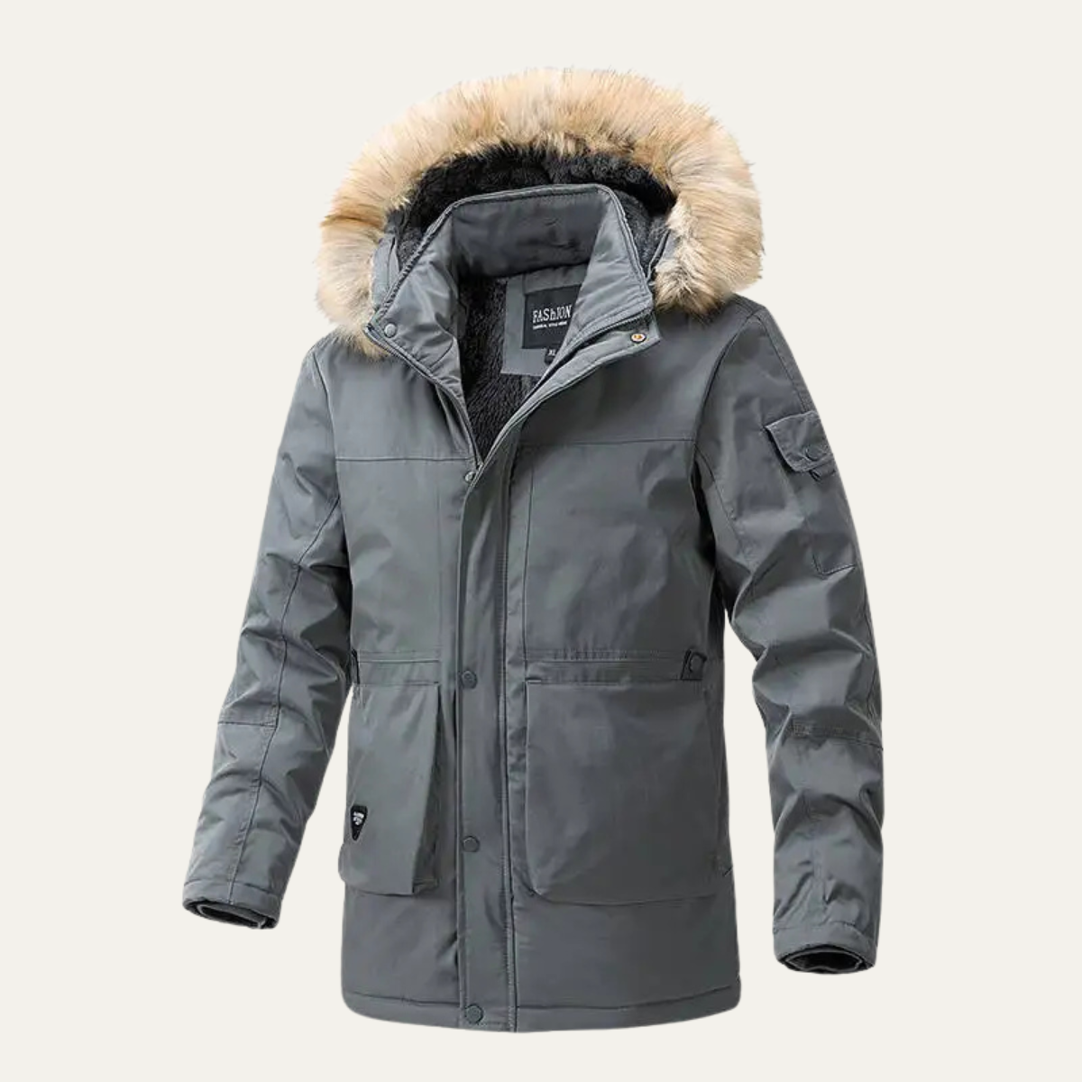 Men's Hooded Padded Cotton Jacket Fur Collar