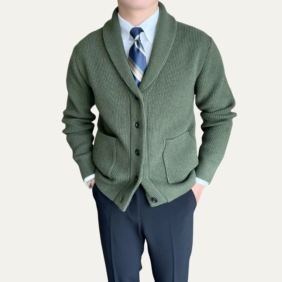Men's Soft Knit Cardigan Button Up Sweater