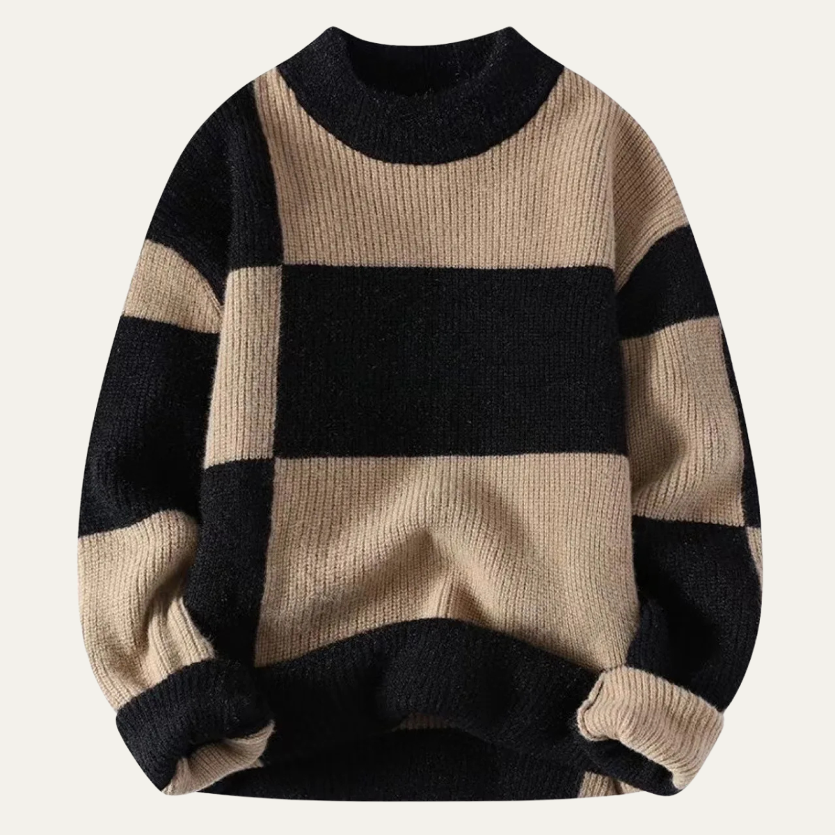 Men's Striped Knit Sweater Round Neck Casual