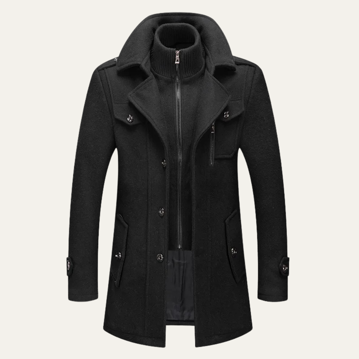 Edgemont Men's Wool Blend Trench Coat Double Collar