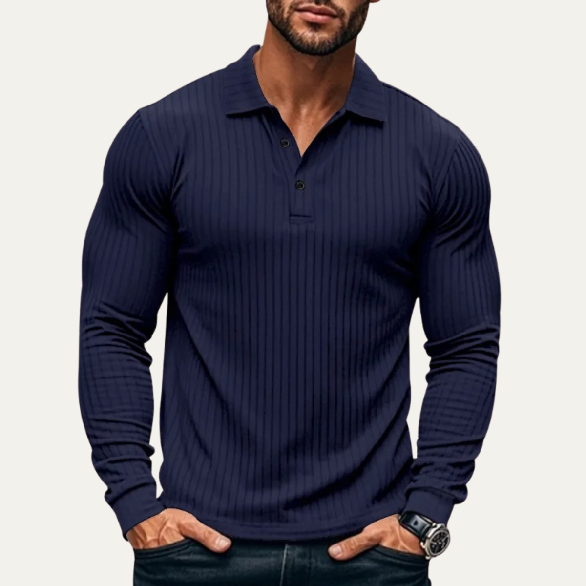 Men's Ribbed Polo Shirt Knitted