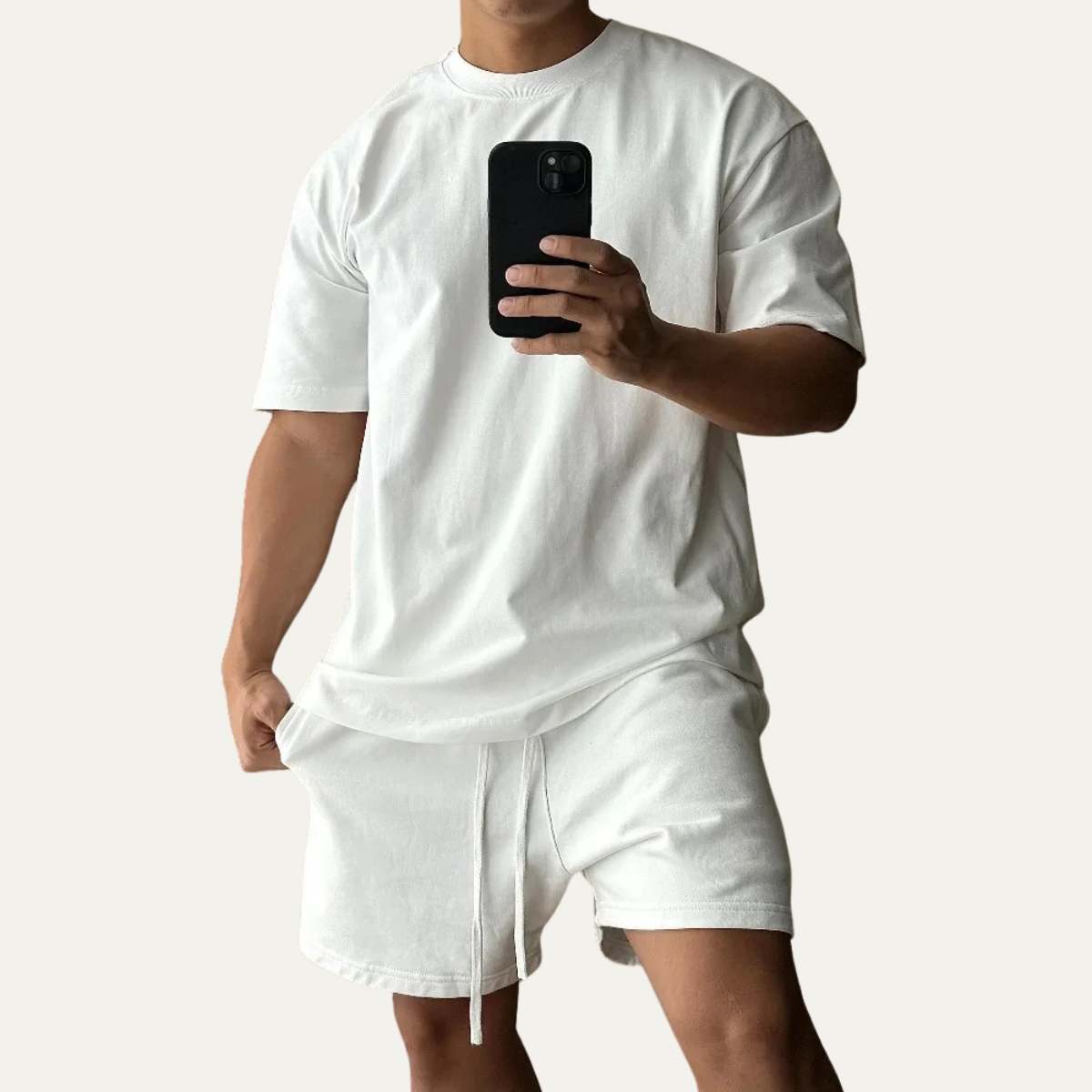Men's Cotton Casual T-Shirt And Shorts Set