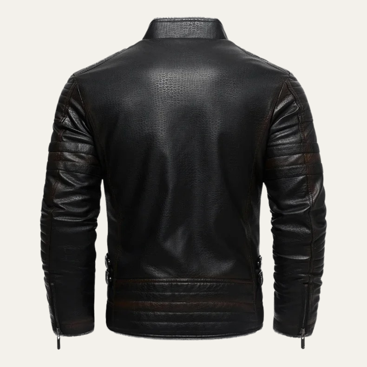 Men's Leather Jacket Shearling Lined Gray
