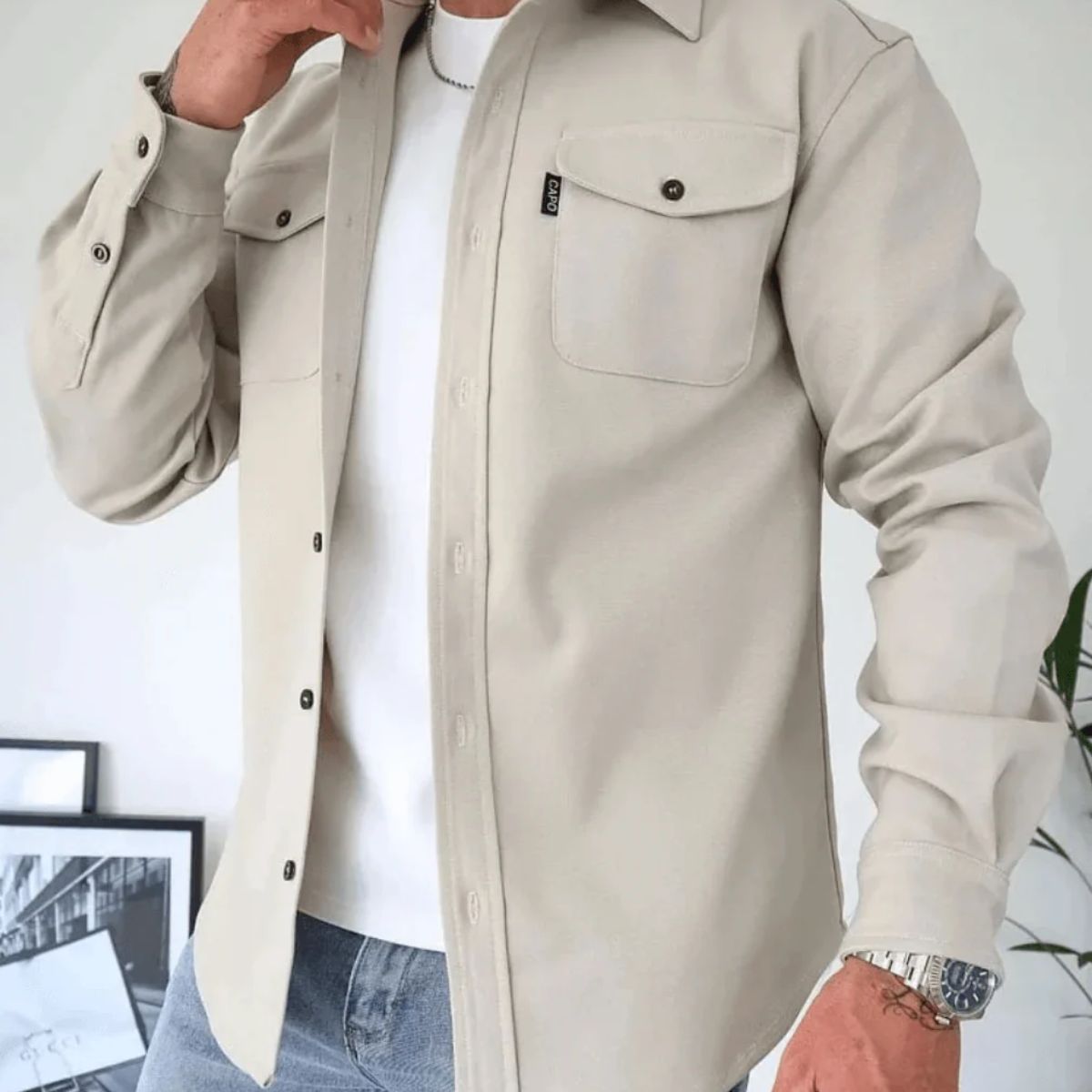 Men's Casual Shirt Jacket Cotton Overshirt