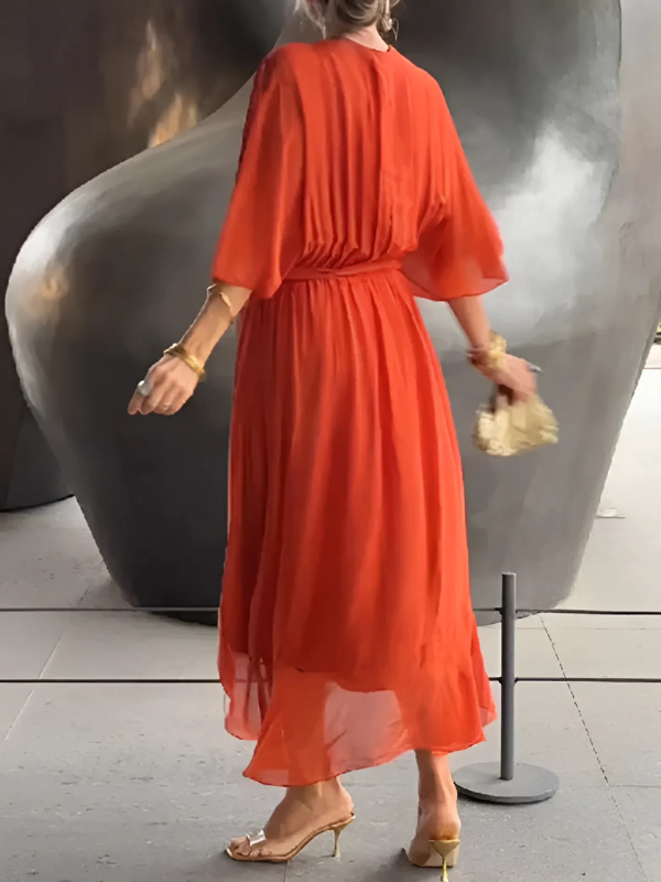 Women's Flowy Midi Wrap Dress