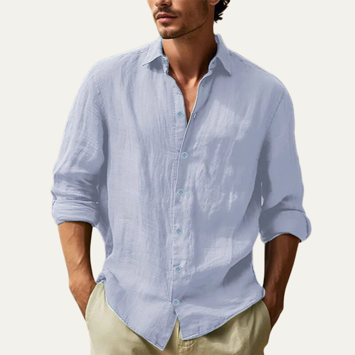 Alderton Men's Linen Shirt Lightweight Turn Down Collar