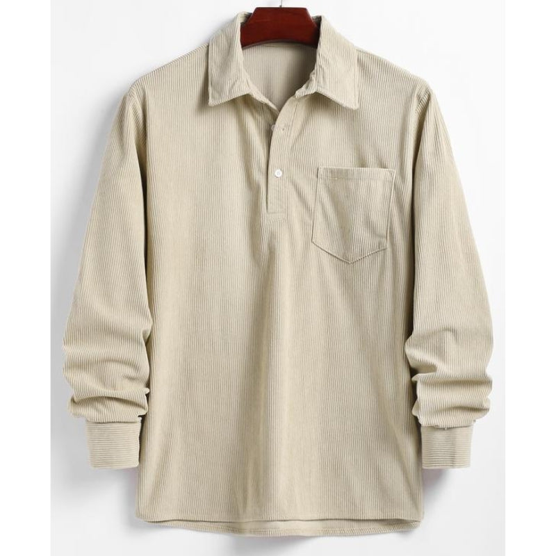 Relaxed Fit Collared Pullover Shirt for Men – Casual Comfort & Style Caliboot