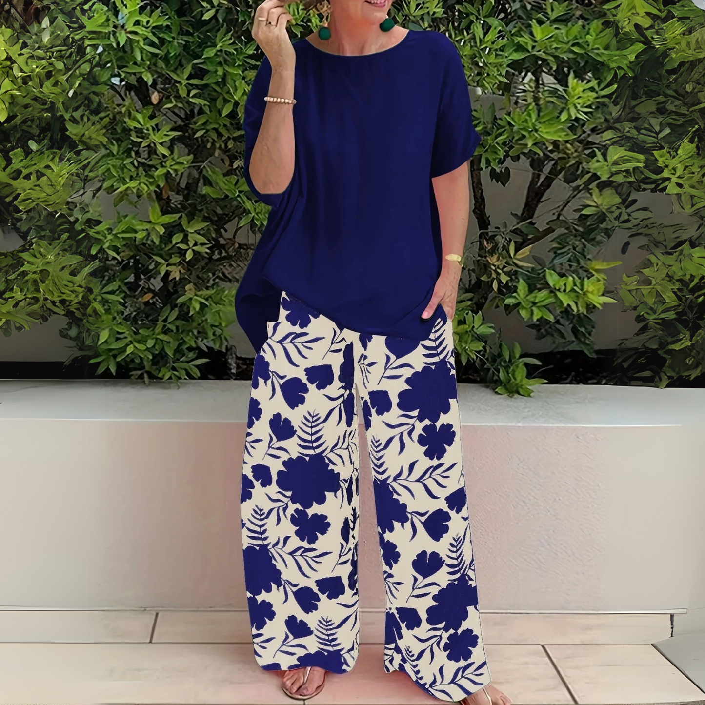 Women's Short Sleeve Wide Leg Outfit Set