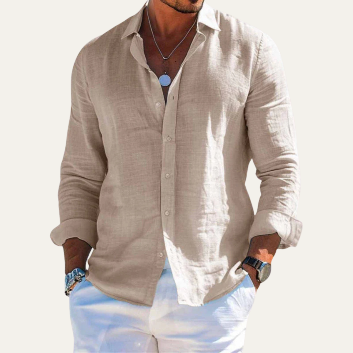 Men's Cotton Linen Shirt Trendy Lapel Style