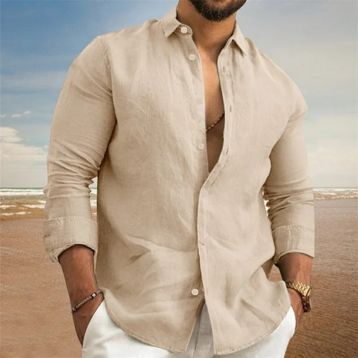 Men's Cotton Linen Shirt Lightweight