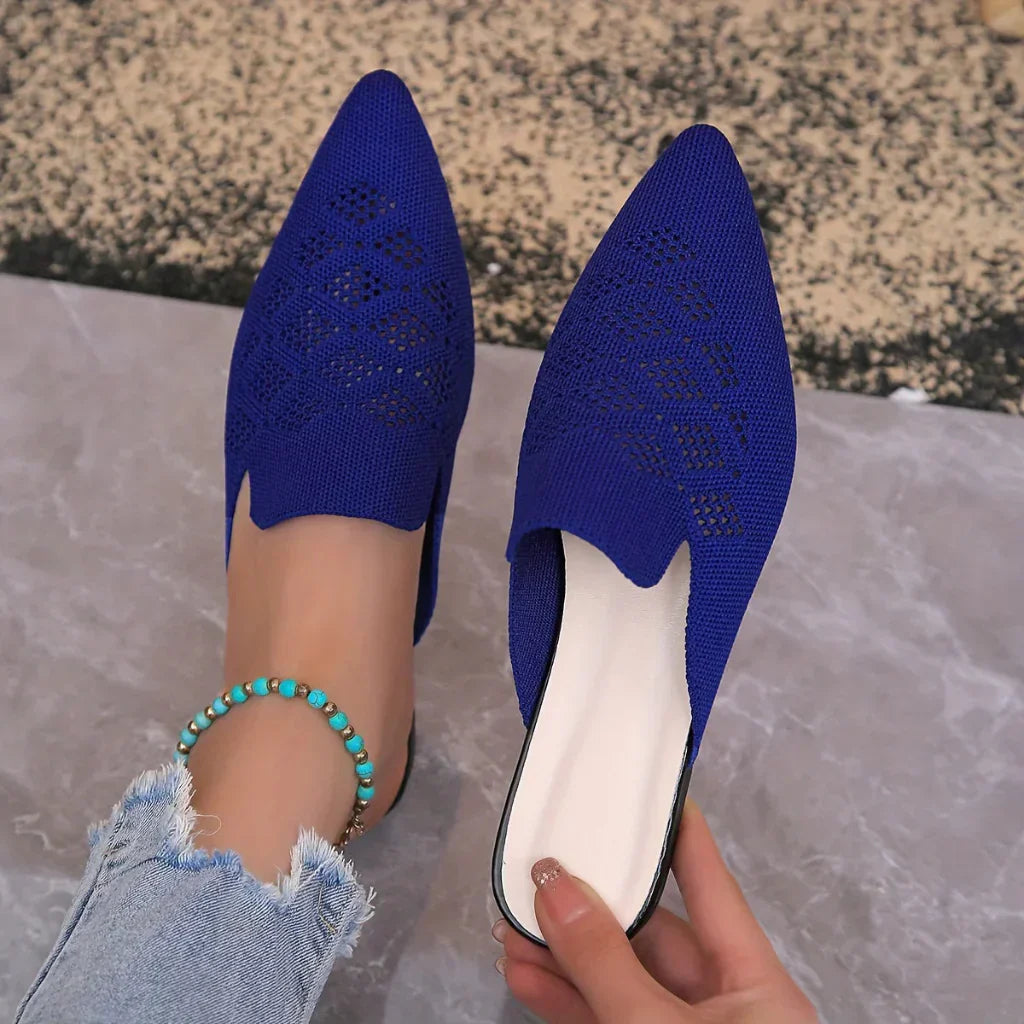 Women's Knitted Flat Mules Shoes