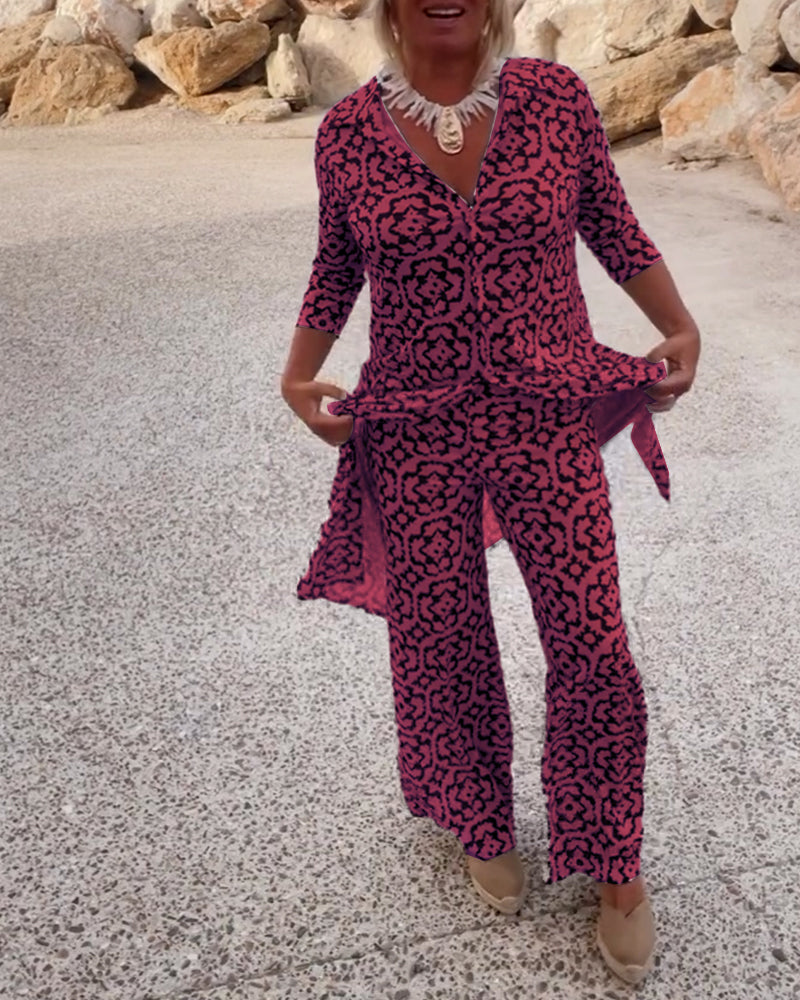 Women's Printed Two Piece Set Everyday Wear