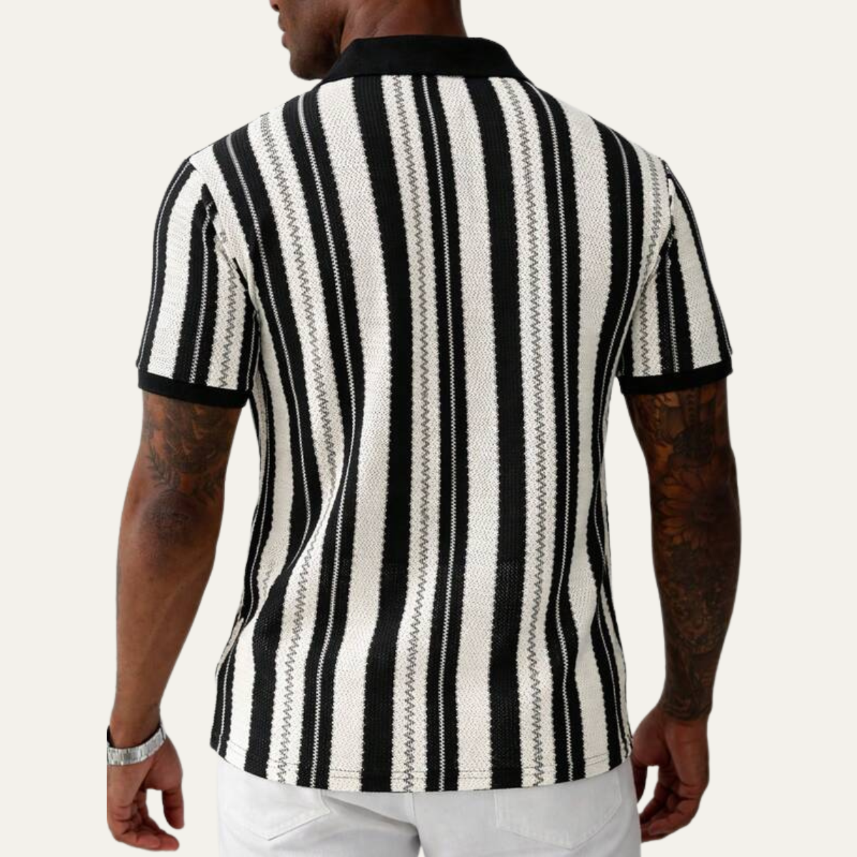 Men's Striped Polo Shirt Knit