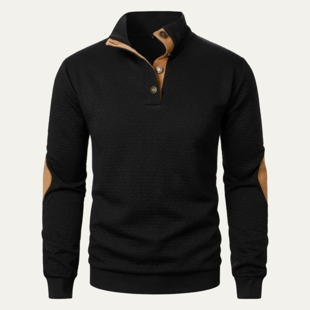 Mens Polo Sweater Button Down Lapel Cotton