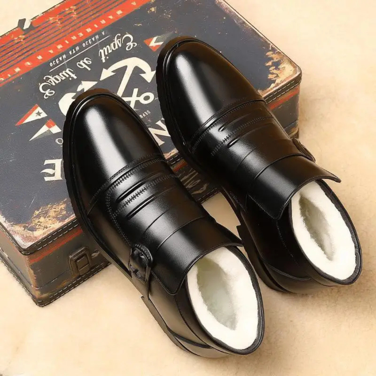 Men's Leather Snow Boots Insulated Fleece Lined Waterproof