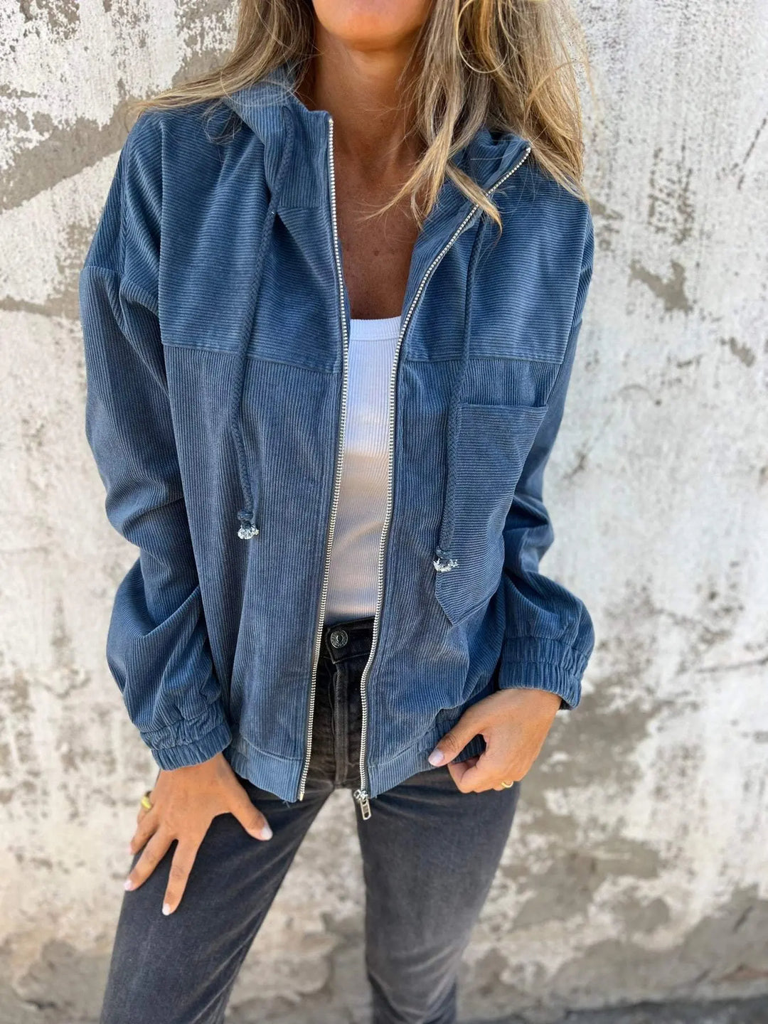 Corduroy Hooded Jacket Casual