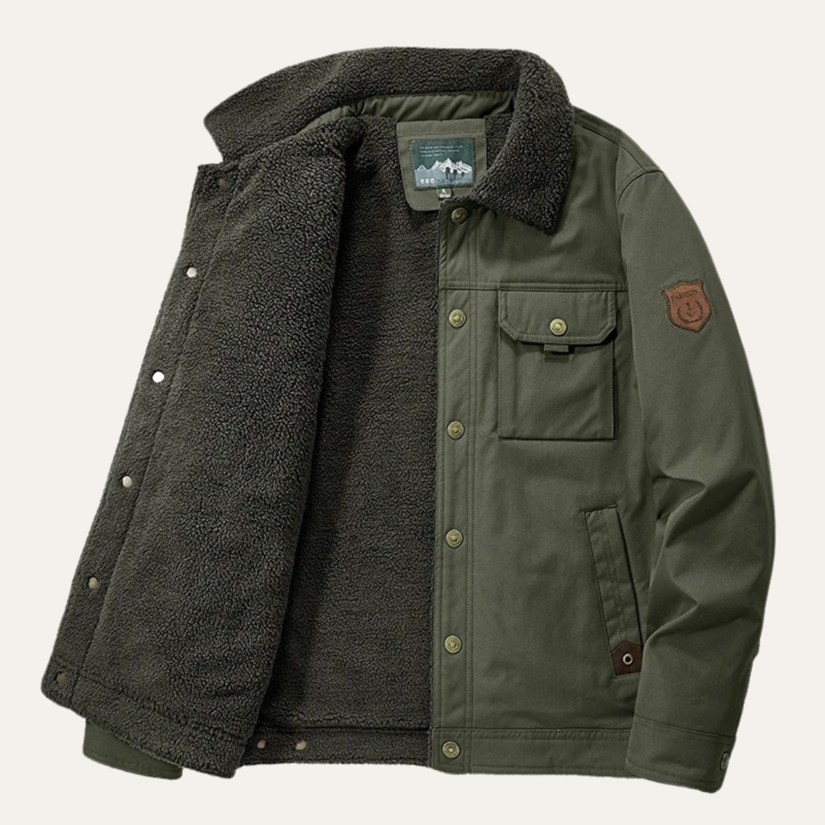 Men's Winter Windproof Sherpa Jacket With Pockets